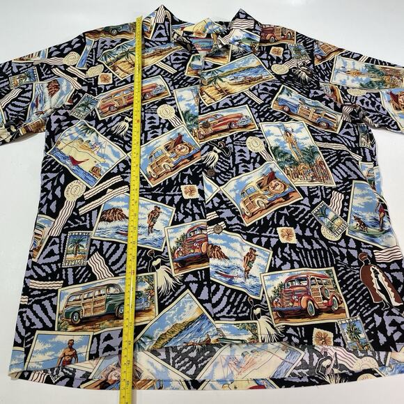 VTG Joe Kealoha Men’s Hawaiian Hula Island Postcard Print Aloha Shirt Cruise XL - Picture 3 of 7